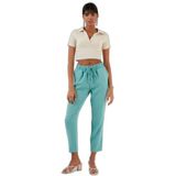 LELA Kadın Regular Fit Düz Paça Yazlık Pantolon, Yeşil, M