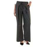 LELA Kadın Yüksek Bel, Regular Fit, Bol Paça Palazzo Pantolon, Gri, XL