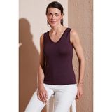 Lela Kalın Askılı V Yaka Bluz Bayan Bluz 5864384 - XL - Vişne