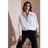 Lela Kalp Detaylı % 100 Pamuk Regular Fit Bayan Gömlek 51443511 BEYAZ