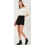 Lela Kışlık Regular Fit Asimetrik Kesim Fermuarlı Bayan Şort Etek 5865973 SİYAH