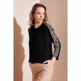Lela Kolları Leopar Desenli Bisiklet Yaka Bluz 5863809
