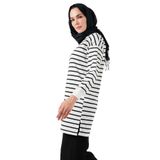 Lela Modest Çizgili Pamuklu Regular Fit Bisiklet Yaka Tunik Bayan TUNİK 5865784