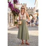 Lela Modest Pamuklu Relaxed Fit Lastikli Bel Tesettür Midi Etek Bayan Etek 668YE4449 - Açık Haki