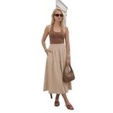 Lela Modest Pamuklu Relaxed Fit Lastikli Bel Tesettür Midi Etek Bayan ETEK 668YE4449