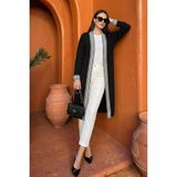 Lela Modest Regular Fit Bağlamalı Nakışlı Tesettür Uzun Kimono Hırka Bayan Hırka 5866173 - Siyah