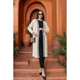 Lela Modest Regular Fit Bağlamalı Nakışlı Tesettür Uzun Kimono Hırka Bayan Hırka 5866173 - Taş