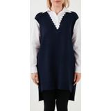 Lela Modest Standart Fit Gömlek Yaka Tesettür Triko Bayan Tunik 4612148 LACİVERT