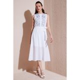 Lela Nakışlı Regular Fit Kolsuz Midi Elbise Bayan ELBİSE 611EL00959