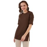 Lela Oversize Bisiklet Yaka Yırtmaç Detaylı Bluz Bayan BLUZ 5863683