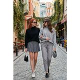 Lela Oversize Fit Balıkçı Yaka Yumuşak Dokulu 2'li Paket Triko Bayan Kazak 680KZ00469S2 AÇIK GRİ-SİYAH