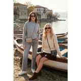 Lela Oversize Fit Balıkçı Yaka Yumuşak Dokulu 2'li Paket Triko Bayan Kazak 680KZ00469S2 Açık Gri-Taş