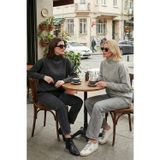 Lela Oversize Fit Balıkçı Yaka Yumuşak Dokulu 2'li Paket Triko Bayan Kazak 680KZ00469S2 Antrasit-Açık Gri