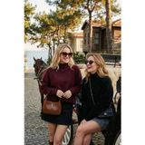 Lela Oversize Fit Balıkçı Yaka Yumuşak Dokulu 2'li Paket Triko Bayan Kazak 680KZ00469S2 BORDO-SİYAH