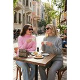 Lela Oversize Fit Balıkçı Yaka Yumuşak Dokulu 2'li Paket Triko Bayan Kazak 680KZ00469S2 Şeker Pembe-Açık Gri
