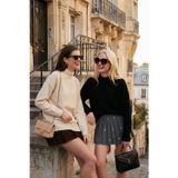 Lela Oversize Fit Balıkçı Yaka Yumuşak Dokulu 2'li Paket Triko Bayan Kazak 680KZ00469S2 SİYAH-TAŞ