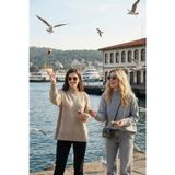 Lela Oversize Fit Balıkçı Yaka Yumuşak Dokulu 2'li Paket Triko Bayan Kazak 680KZ00469S2 Vizon-Açık Gri