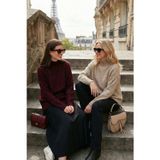 Lela Oversize Fit Balıkçı Yaka Yumuşak Dokulu 2'li Paket Triko Bayan Kazak 680KZ00469S2 VİZON-BORDO