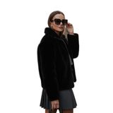 Lela Oversize Fit Dik Yaka Fermuarlı Kürk Bayan KÜRK 497ZETA
