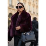 Lela Oversize Fit Gömlek Yaka Cepli Astarlı Mont Bayan Kürk 497BERRY BORDO