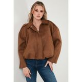 Lela Oversize Fit Klasik Yaka Süet Dokulu Bomber Ceket Mont Bayan MONT 6524932