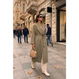 Lela Oversize Fit Kruvaze Yaka Kuşaklı Astarlı Bayan Trençkot 6839617 HAKİ