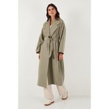 Lela Oversize Fit Kruvaze Yaka Kuşaklı Astarlıtrençkot Bayan Trençkot 6839617 - Haki - Standart