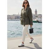 Lela Oversize Fit Kruvaze Yaka Kuşaklı Düğmeli Bayan Trençkot 6839609 HAKİ