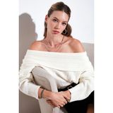 Lela Oversize Fit Madonna Yaka Triko Kazak Bayan KAZAK 4615216 - Ekru - Standart