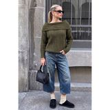 Lela Oversize Fit Madonna Yaka Triko Kazak Bayan Kazak 4615216 - Haki - Standart