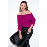 Lela Oversize Fit Madonna Yaka Triko Kazak Bayan KAZAK 4615216 - Standart - Fuşya