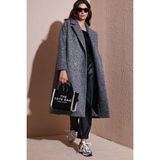 Lela Oversize Fit Mono Yaka Düğmeli Buklet Uzun Kaşe Bayan Kaban 6810236 ANTRASİT