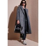 Lela Oversize Fit Mono Yaka Düğmeli Buklet Uzun Kaşe Kaban Bayan Kaban 6810236 - Antrasit