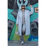 Lela Oversize Fit Mono Yaka Düğmeli Buklet Uzun Kaşe Kaban Bayan KABAN 6810236