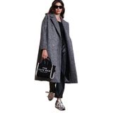 Lela Oversize Fit Mono Yaka Düğmeli Buklet Uzun Kaşe Kaban Kadın KABAN 6810236