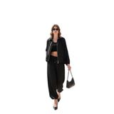 Lela Oversize Klasik Yaka Yarasa Kol Fermuarlı Saten Ceket Bayan CEKET 6839584
