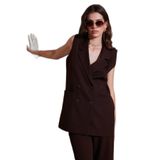 Lela Oversize Kruvaze Yaka Kolsuz Düğmeli Yelek Kadın YELEK 6523000