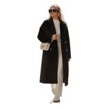 Lela Oversize Kruvaze Yaka Yumuşak Dokulu Uzun Kaban Bayan KABAN 6839610