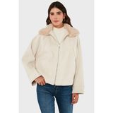 Lela Pamuk Karışımlı Oversize Kürklü Yaka Yarasa Kol Kışa Kaşe Mont Bayan Mont 6839660 - Standart - Taş