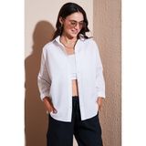 Lela Pamuk Karışımlı Regular Fit Gömlek Bayan Gömlek 6772418 - Beyaz