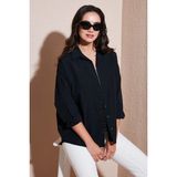 Lela Pamuk Karışımlı Regular Fit Gömlek Bayan Gömlek 6772418 - Siyah
