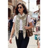 Lela Pamuklu 110 x 110 cm Desenli Bayan Şal 6941400 HAKİ