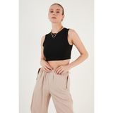 Lela Pamuklu Bisiklet Yaka Dar Kesim Crop Atlet Bayan Atlet 5865259 - XL - Siyah