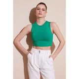 Lela Pamuklu Bisiklet Yaka Dar Kesim Crop Atlet Bayan Atlet 5865259 - XL - Su Yeşili