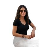 Lela Pamuklu Dantel Detaylı V Yaka Fitilli Bluz Bayan BLUZ 5866933