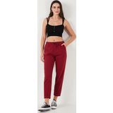 Lela Pamuklu Normal Bel Regular Fit Düz Paça Bayan Pantolon 668YP42282S4 BORDO