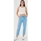 Lela Pamuklu Normal Bel Regular Fit Düz Paça Bayan Pantolon 668YP42282S4 MAVİ