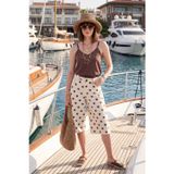 Lela Pamuklu Puantiyeli Relaxed Fit Yüksek Bel Bayan Şort 668YP5633 TAŞ-KAHVE
