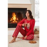 Lela Pamuklu Regular Fit Baskılı Bisiklet Yaka Bayan Pijama Takımı 65723313 KIRMIZI