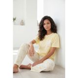 Lela Pamuklu Regular Fit Bisiklet Yaka Cep Detaylı Bayan Pijama Takımı 6091325 SARI